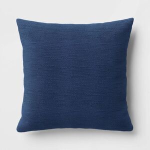 Threshold - Oversized Square Cotton Boucle Reversible Throw Pi Blue